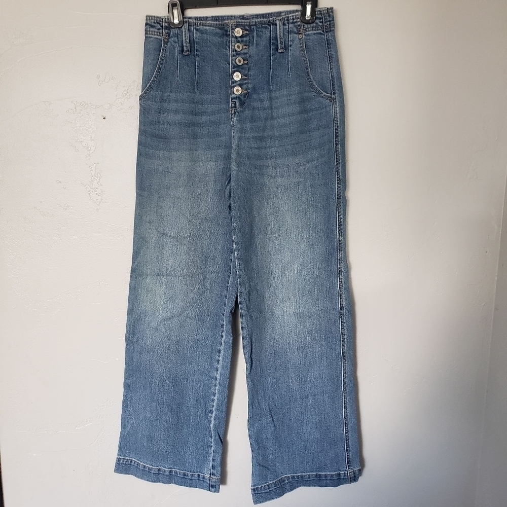 Kancan Jeans 7 27 Medium Wash Denim High Rise Wide Leg 5 Button Fly Y2K